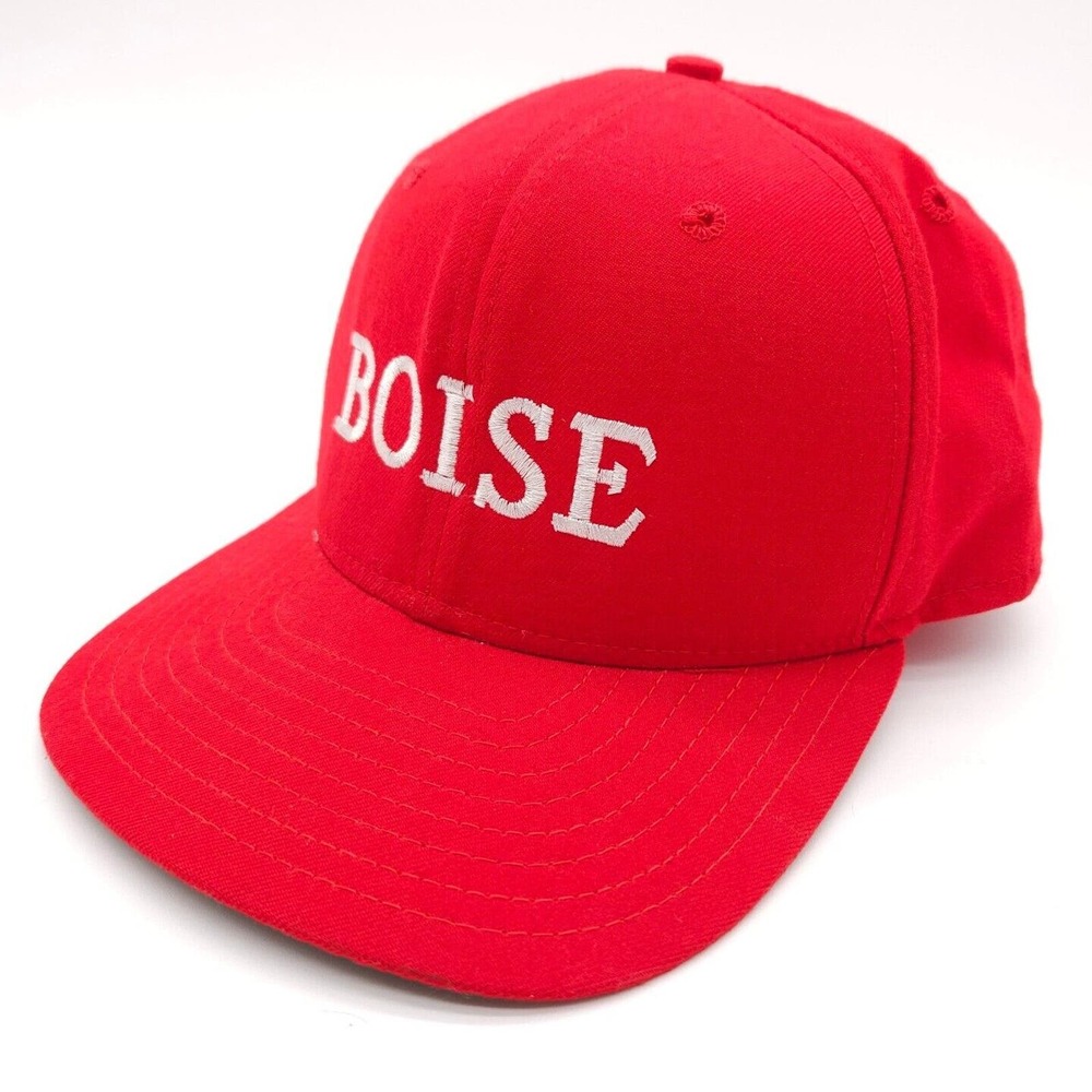 Vintage New Era Boise Pro Model Baseball Hat Red Cap Fitted Size 7 1/4 USA Made